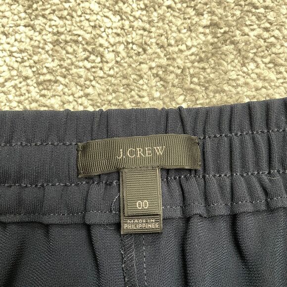 J.Crew Drapey Elastic Waist Trouser Ankle Pants Womens 00 Navy Blue Tapered Leg - Picture 5 of 12